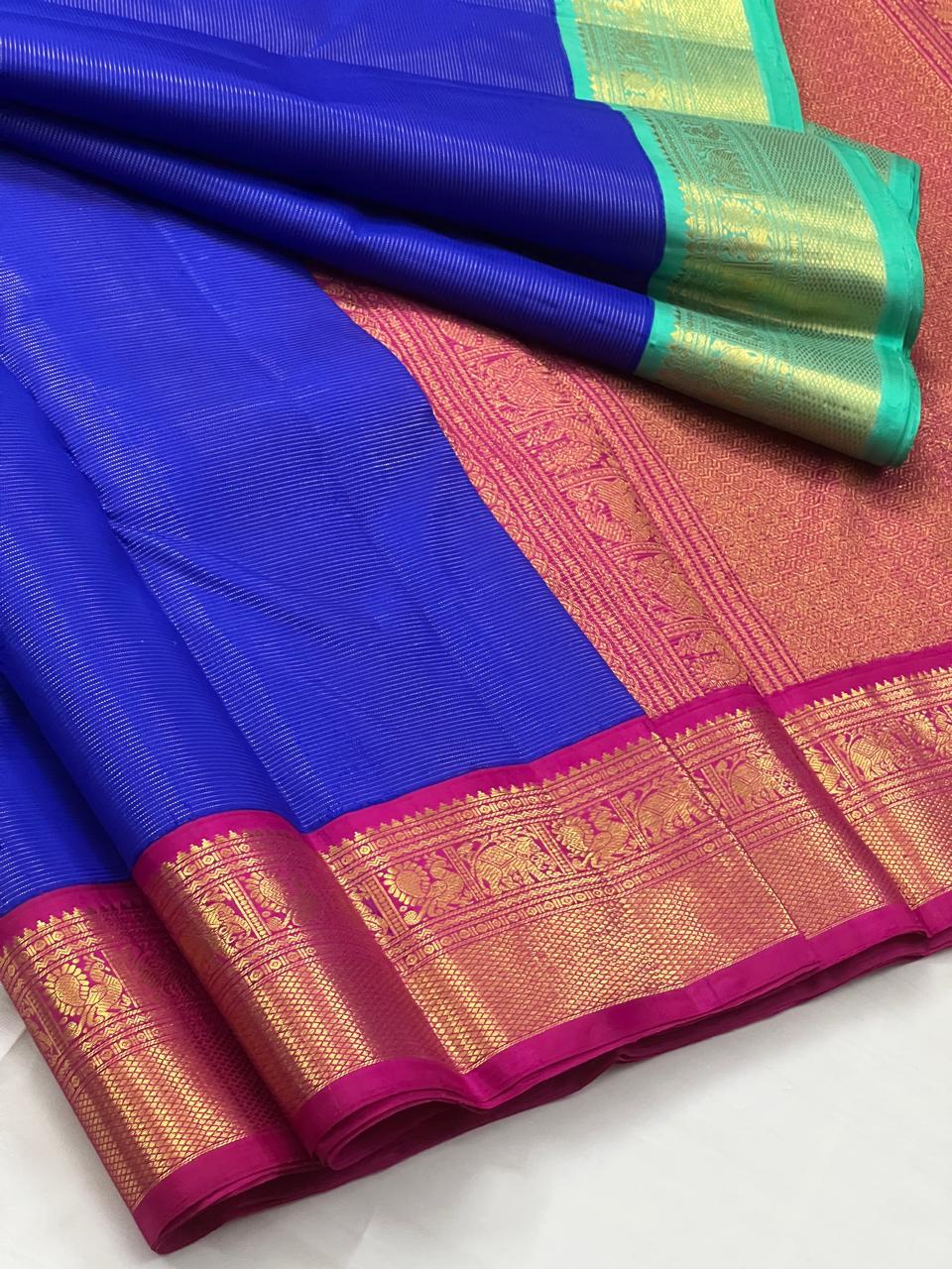 Royal Blue Pure Handloom Bridal Kanchipuram Silk Saree